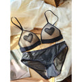 Women French Style Heart Lace Lingerie Set Thin Wirefree Front Hook Minimizer Bra Pure Gentle Brassiere And Matching Panties
