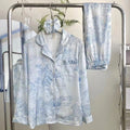 Green Plaid Pajamas Long Sleeve Lapel Shirt Pants Women Ice Silk Sleepwear Summer Autumn New Home Clothes Rayon Loungewear