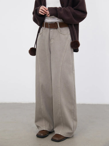 Women High Waist Jeans Pants Loose CHIC VEN New Women Jeans Solid Loose Casual Retro High Waist Wide Legs Denim Pants Plush Female Trousers Spring Autumn 2026
