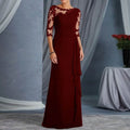 BWQ Elegant Dresses For Women Wedding Guest Cocktail Party Dress Sexy Lace Patchwork Prom Long Dresses Evening Gowns