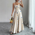 Floral Print Waist Sling Dress Women's Summer New Fashion Sexy Sleeveless Casual Loose A-Line Long Skirt Women's Casual Dresses