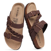 Crestar Women's Cork Footbed Sandals Summer Comfortable Slip-On Slide Sandals with Arch Support djustable Buckle Beach Slippers