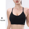 Women Summer Seamless Cross Sports Bra Gym Yoga Tops with Padded Sexy Backless Workout Fitness Camisole Running Sports Tops