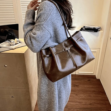 Tote Bag Suede/PU Leather Shoulder Bag Elegant Retro Handbag Solid Color Available in 4 Colors Commuting Tote Bag School/Travel/Work