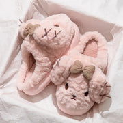 Unisex Couple Plush Slippers with Dog Design Non-Slip Cute Animal Pattern Cozy House Shoes for Men And Women