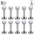 Jewelry Set Titanium Piercing 10pcs 20/18/16g G23 Titanium Piercing CZ Lip Labre Earrings Set Lip Stud Ring Tragus Free Spiral Cartilage Jewelry For Women