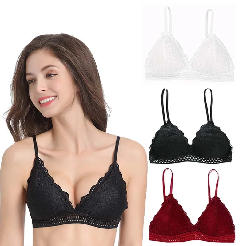 Sexy Floral Lace Bra Top For Women Push Up Female Lingerie breathable Bralette Removable Pad Thin Fashion New Wireless Bras