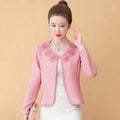 Beading Business Office Women Blazer Solid Long Sleeve Blazer Lapel Open Front Short Suit Jacket For Women's Coat Plus Size 4XL