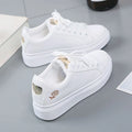 Women Leather Pu Casual Shoes New 2025 Woman Shoes Fashion Embroidered White Sneakers Breathable Flower Lace-Up Women Sneakers