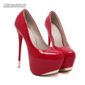 16CM Thin High Heels for Women Platform Patent Leather Stiletto Shallow Modern Shoes Sexy Club Party Pumps Red Black Heels Women