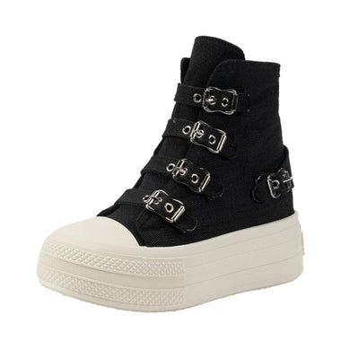 8CM Wedge Heels Sneakers Canvas Shoes Women's 2024 Spring And utumn New Fashion All Casual Thick Ventilate Soled Board Shoes