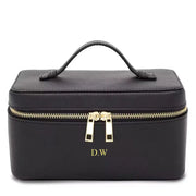 Makeup Bag Cosmetic Ladies Saffiano Split Leather Travel Toiletry Case Bag Portable Hanging Makeup Organizer Box Dopp Kit Cosmetic Bag For Women