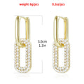 Double Loop Design Drop Earrings Gold Color Geometric Round Zircon Hoop Earrings for Women Girls Punk Hip Hop Fashion Jewelry