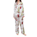HEZIOWYUN Satin Silk Christmas Pajamas Set for Women Cute Santa Claus Pjs Button Up Shirt + Long Pants 2 Piece Xmas Jammies