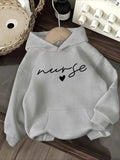 2026 Autumn and Winter Women's Casual Nurse Heart Hoodie Fashion Pullover Love Heart and Letter Pattern Personality Y2K Tops