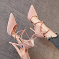 New Cross-strap Roman Sandals Suede High Heels Women's Shoes One-line Buckle Fine Heel Pointed Sandals Zaptos Mujer