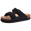 Women Sandals Slides Slippers Litfun Classic Leather Cork Slippers Women Fashion Suede Flats Sandals Thick Footbed Cork Slides Unisex Outdoor Beach Slippers