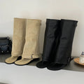 Women's Thong Toe Knee High Fold Over Cuff Buckle Strap Flat Heel Boots Y2K Streetwear Casual Daily Party Footwear Drop Shipping
