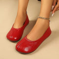 Women Round‑Toe Split‑Vamp Ballet Flats 1CM Flat Heel Soft Faux‑Leather Slip‑On Loafers Comfortable Daily Walking Dress Shoes