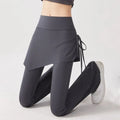 Women Tights Skirt Design Fitness Leggings 2 in 1 High Waist Sports Leggings Tight Flare Hem Sports Yoga Pants Outdoor