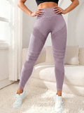 Women Seamless Yoga Leggings,High Waist Textured Striped Workout Pants,Elastic Tummy Control Butt Lifting Sport Tights,Fitness R