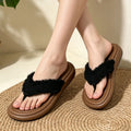 Daily Wear Fashion Slippers Women's Fringe Trim Flip Flops - Casual Flat Thong Sandals for Summer, Beach & Dress Outfits