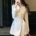 Mid Length Dress Women Blazer Dresses A Line Vestidos Y2k Streetwear Full Sleeve Tight Waist Elegant Party Night Work 2026