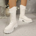 Spring Autumn New Simple Solid Color Thick Soled Women's Knee High Boots 2026 Fashion Round Toe Zipper Casual Outdoor Women Boot