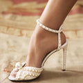 Women Shoes Luxury Wedding Sandals Maogu Women Sandals Fashion High Quality Wedding Shoes Women New Pearls Studs Luxury Peep Toe High Heels Buckle Woman Sandal 43