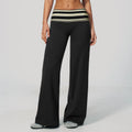 Women Yoga Pants Striped Flare Fashion Polka Dot And Striped Wide Leg Pants For Women Fold Over Waist Bell-bottoms Flare Yoga Pants Push Up Workout Leggings