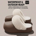 Waterproof Winter Warm Slippers Women Thick Platform EVA Clogs Fluffy Plush Silent Non-Slip Wear-Resistant Indoor Outdoor Shoes