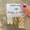 Fashion Geometric Hoop Earrings Set for Women Vintage Bohemian Pearl Gold Color Round Earring Punk Daily Wear Jewelry Gifts 2025