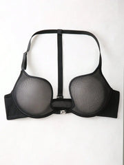 3/4 Cup Push Up Bra Sexy Party Bra Beautiful Back women's Underwear Black Front Button Lingerie MR3615