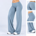 DFXEN Logo Women's Naked Feel Yoga Pants High Waist Butt Lift Wide Leg Flowy Trousers Soft Stretch Gym Fitness Workout Leggings