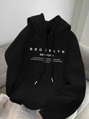 2026 Brooklyn New York Graphic Hoodie Knit Fabric Sweatshirt with Front Pocket Fashion Casual HipHop Sweatshirt Harajuku Unisex