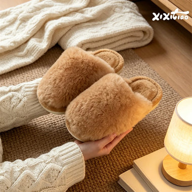 XIXITIAO Fluffy Slippers Women's Home Plush Slides Winter Fashion Wram Slippers Female Indoor Comfort House Flip Flop Eva Shoes