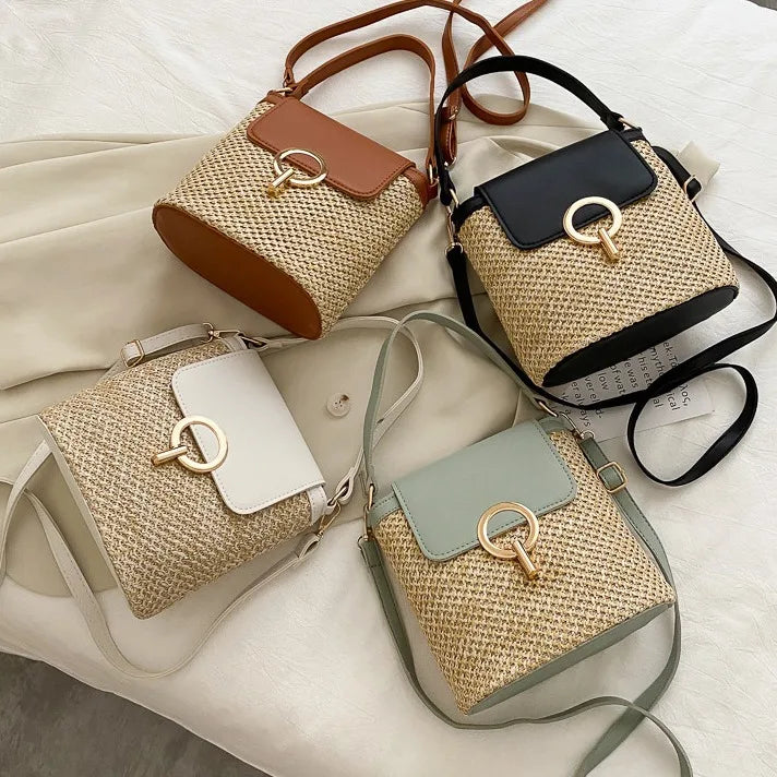 Women's Bag Casual Simple Fashionable Versatile Straw Woven Beach Handbag Portable Large Capacity High-quality Crossbody Bag