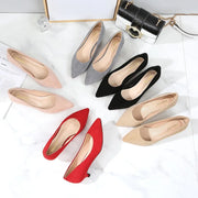 Women Shoes Kitten Heels Maogu Low Heel Pumps Lady Pointed Toe Kitten Heels Female Green Flock Plus Size 43 44 45 46 Red Shoes 2023 Women 5cm High Heels