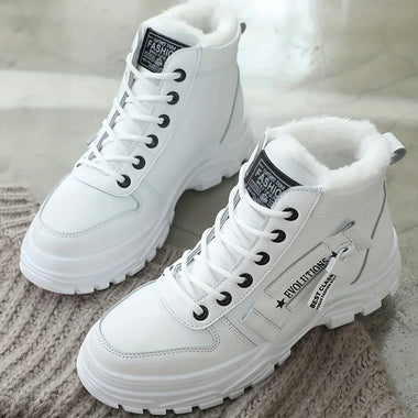 Designer Sneakers for Women Casual High Top Shoes Womens 2026 Winter Plush Lined Warm Shoes Thick Lace-up Sports Shoes Size 43