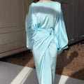 Simple Bat Sleeve Strap Solid Color Dress for Women 2025 Spring Summer New Loose Long Dresses