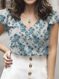 2025 ZANZEA Summer Women Short Sleeve V Neck Tops Bohemian Floral Printed Blouse Casual Beach Blusas Chemise Elegant Party Shirt