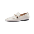 Blapunka Women Genuine Leather Designer Quilted Loafers Flat Shoes Brand Chain Square Toe Slip-ons Casual Leisure Shoes Beige 40