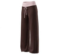 High-Waisted Color-Block Straight-Leg Sports Pants for Women, Loose Fit with Drawstring, Slimming Wide-Leg Yoga Pants, Casual Br