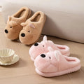Animal Dog Fluffy Slippers For Women House Winter Cartoon Mules Platform Shoes Girls New Indoor Fuzzy Fur Slides Unisex Non-Slip