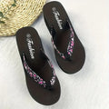 Women's Flower Design Trendy Flip Flops, Non-slip, Lightweight Beach Platform Sandals, Breathable Open-toe Fashion Shoes