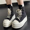 Women Platform Sneakers For Women PU&Canvas Unisex Lace Up Shoe Round Head Comfortable Brand New Classic Female Plus Size 35-42
