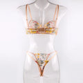 2-Piece Floral Lingerie Set Sheer Embroidery Underwear Intimates Versatile Underwire Push-up Bra Panty Set For Lady Girl