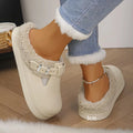Waterproof Eva Closed Toe Mules Slippers Women 2025 Winter Warm Plush Home Slippers Woman Non Slip Thick Sole Ndoor Cotton Shoes