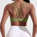 Women Sport Bra Fitness Solid Color Cross Fitness Bra Soft High Strength Women Tight Sport Top Comprehensive Training Gym Yoga Underwear With Chest Pad