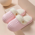 Women's Furry Fur Slippers Winter Removable Fleece Lining Non Slip Waterproof Slippers Couple Plus Size 45 Soft Sole Warm Shoes